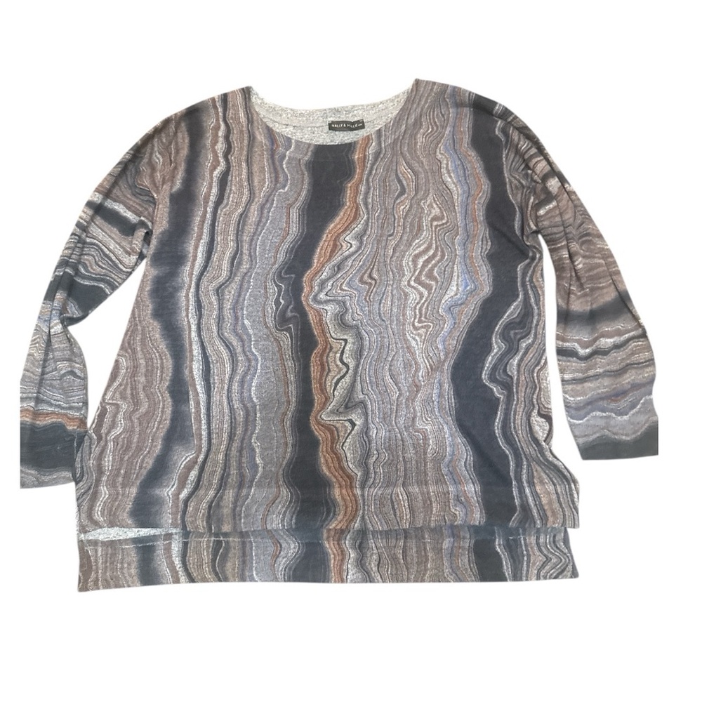 Nally & Millie Marble Print Artsy Lagenlook Tunic Top size Large